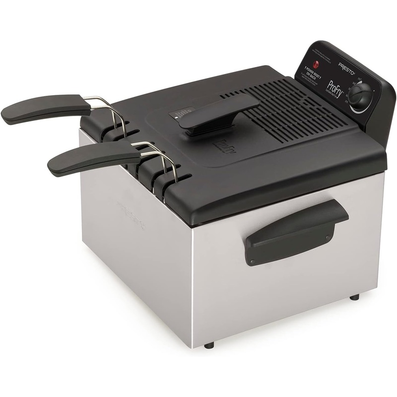 Presto 05466 Stainless Steel Dual Basket Pro Fry Immersion Element Deep Fryer