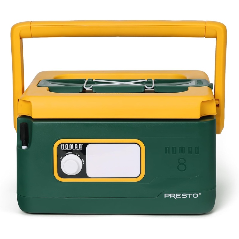 Presto 06019 8-Quart Nomad Traveling Slow Cooker, Locking Lid, Dry Erase Board, Green/Gold