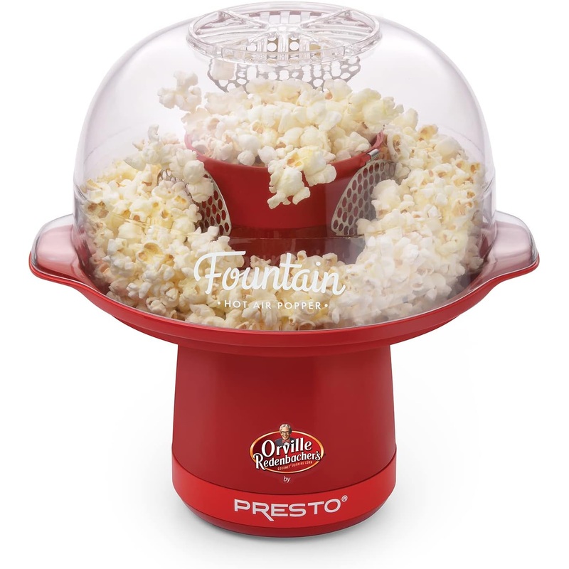 Presto Orville Redenbachers Fountain Hot Air Popper Popcorn, 20 Cups, Red
