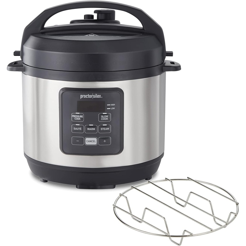 Proctor-Silex Simplicity 4-in-1 Electric Pressure Cooker, 3 Quart Multi-Function With Slow Cook, Steam, Saut, Rice, Stainless Steel (34503)