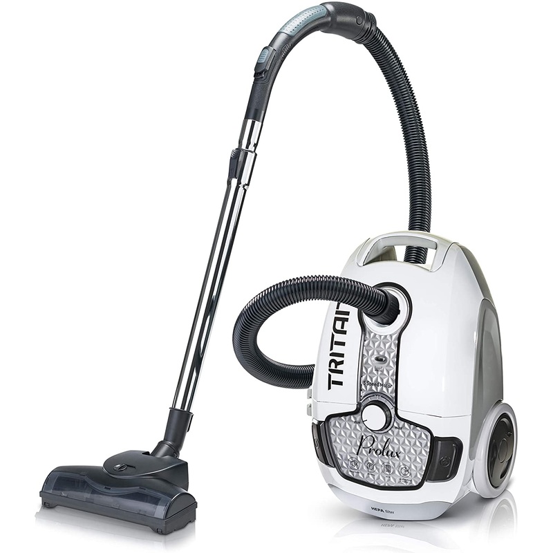 Prolux Tritan Bagged Canister Vacuum Cleaner with HEPA Filtration and Complete Home Care Tool Kit, Tritan White