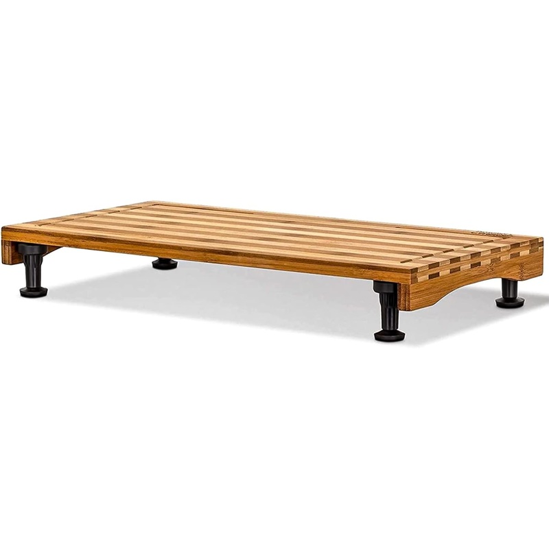 Prosumers Choice Premium Bamboo Large Cutting Boards | Stovetop Cover with Juice Grooves For Kitchen | Large Wooden Butcher Block for Turkey, Meat, Vegetables, BBQ with Adjustable Legs, 11 X 21.25