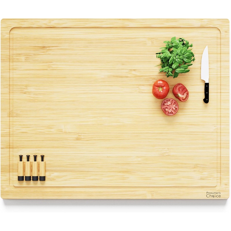Prosumers Choice Stovetop Cover Bamboo Large Cutting Board  Sustainable Bamboo Work Surface, Expands Kitchen Space, Easy to Clean  Adjustable Legs and Juice Grooves  27.2 x21.4 x 3.1 inches