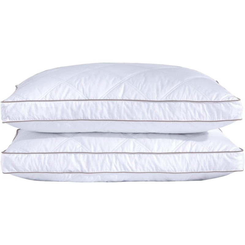 Puredown Goose Down Feather Sleeping 100% Cotton Pillow Cover Down proof, Standard/Queen, Gusseted, Set of 2.