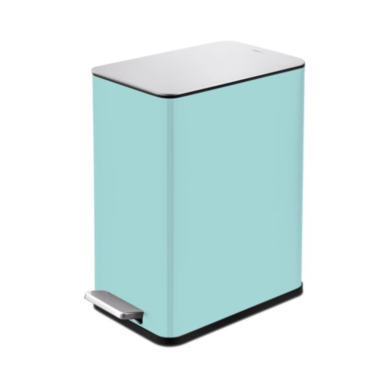 Qualiazero 2.6 Gallon Trash Can, Stainless Steel Step On Bathroom Trash Can, Light Blue