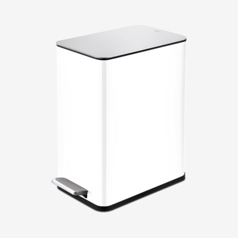 Qualiazero 2.6 Gallon Trash Can, Stainless Steel Step On Bathroom Trash Can, White