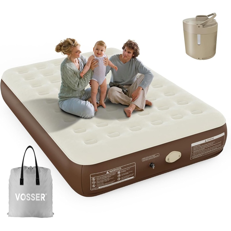 Queen Air Mattress with Built-in Pump,13Self Blow Up Mattress with Cordless Removable Lithium Battery Pump, Inflatable Mattress with Storage Bag,Foldable Rest Airbed for Home, Camping & Guests