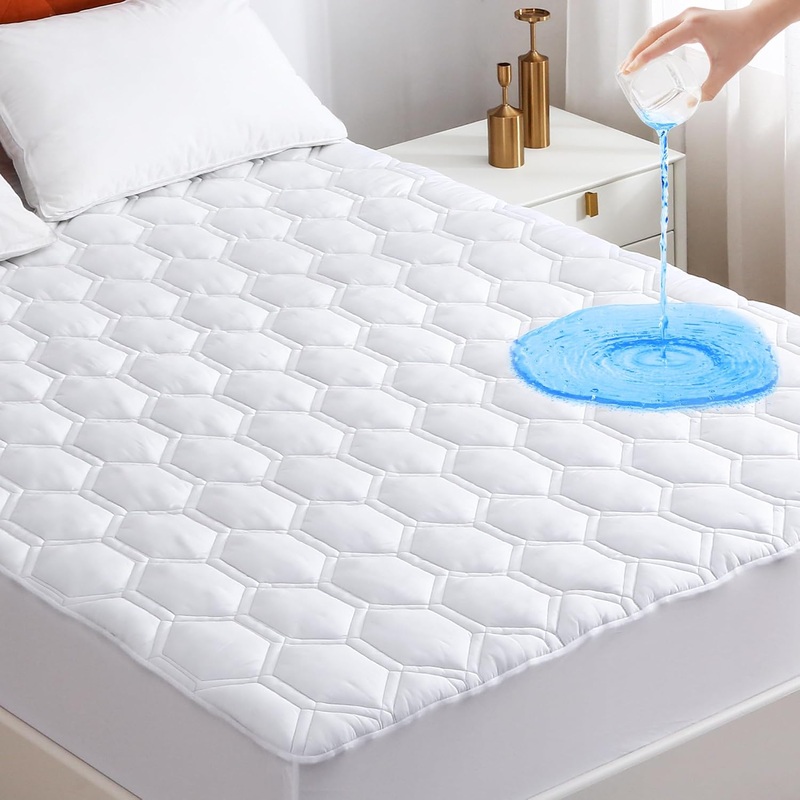 Queen Mattress Protector, Cooling Waterproof Mattress Pad Cover Queen Size, 3D Air Soft Queen Size Mattress Cover for 6-18 Inches Mattress, Grey