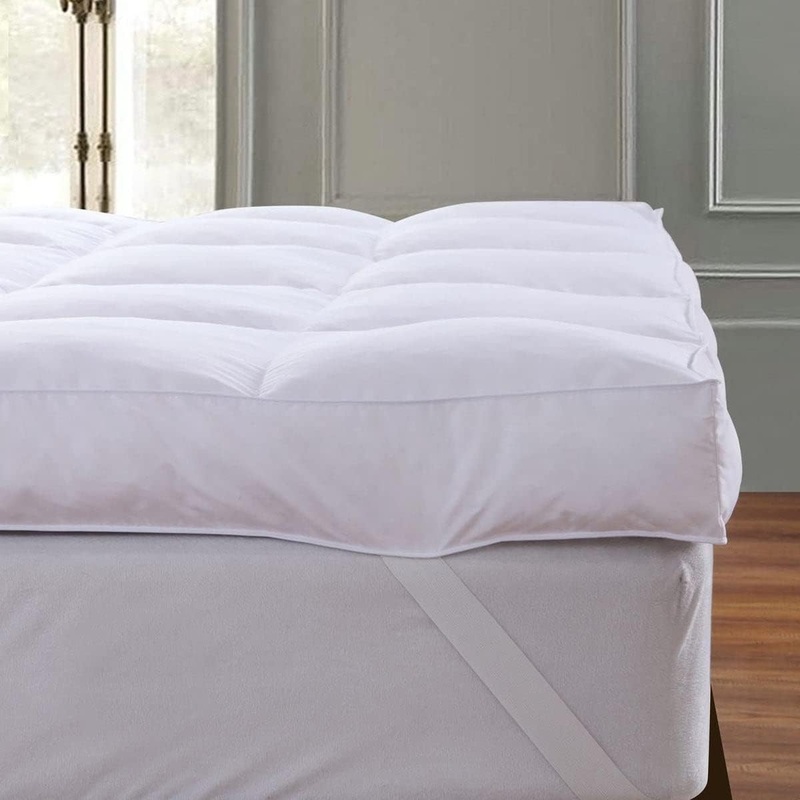 QUEEN ROSE Mattress Topper Queen, Extra Thick Cooling Mattress Pad Cover, Plush Soft Pillow Top Mattress Topper with Overfilled Snow Down Alternative, Soften Firm Bed, Back Pain Relief, White