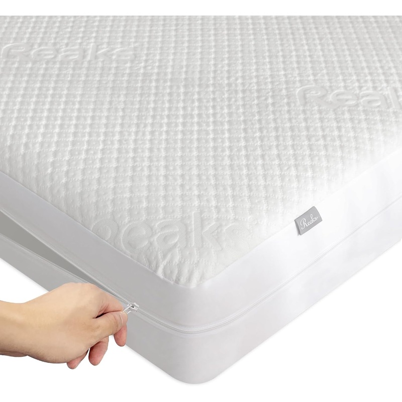 Queen Size Bamboo Rayon Mattress Protector with Zipper  100% Waterproof Zippered Mattress Cover  Soft & Cooling Noiseless Bed Mattress Covers  Top Removable Mattress Encasement 10-12 Deep