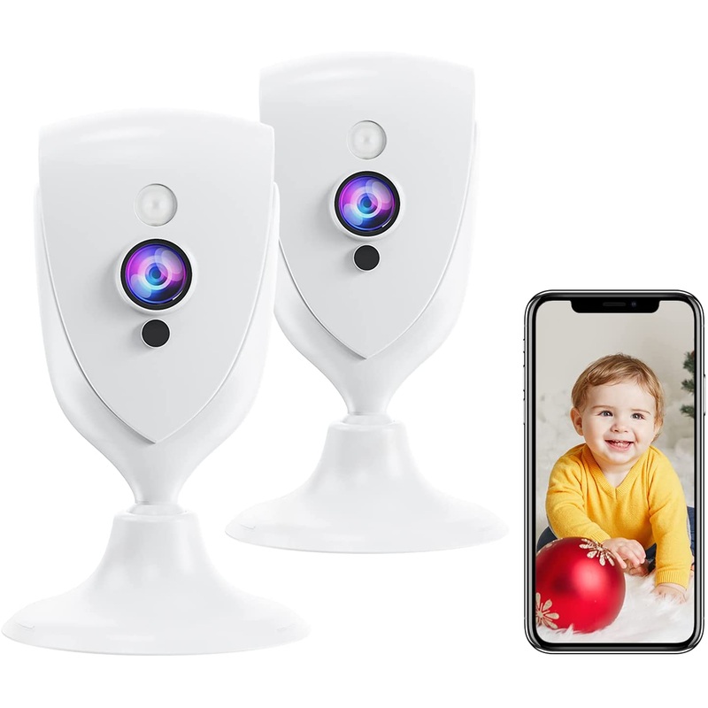 Pet Camera with Phone APP, 1080P Baby Camera, MIPC APP (2Pcs)