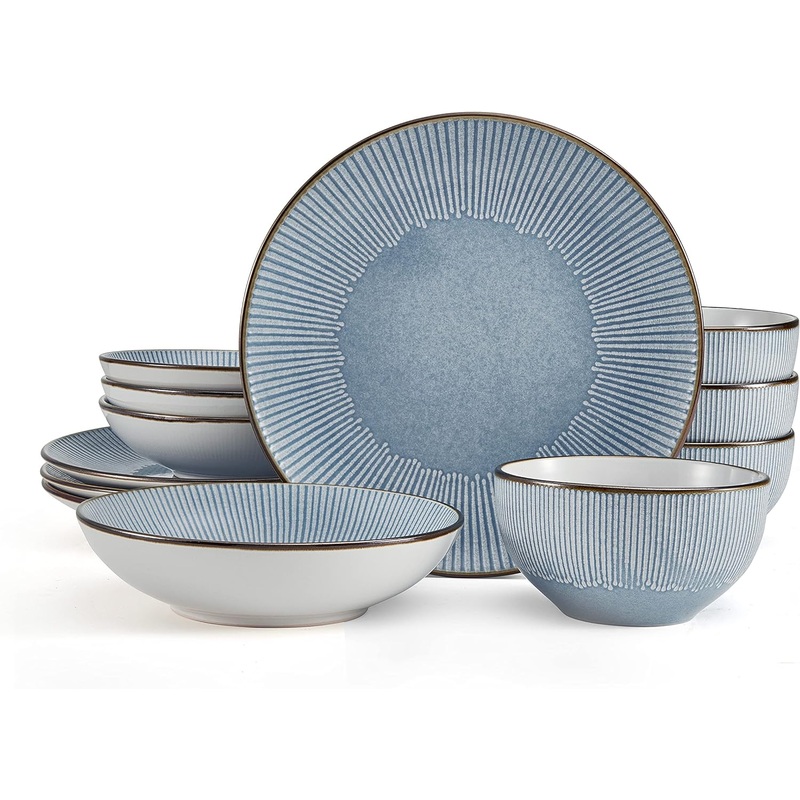Pfaltzgraff Arlie Blue 12 Piece Dinnerware Set, Service for 4, Blue