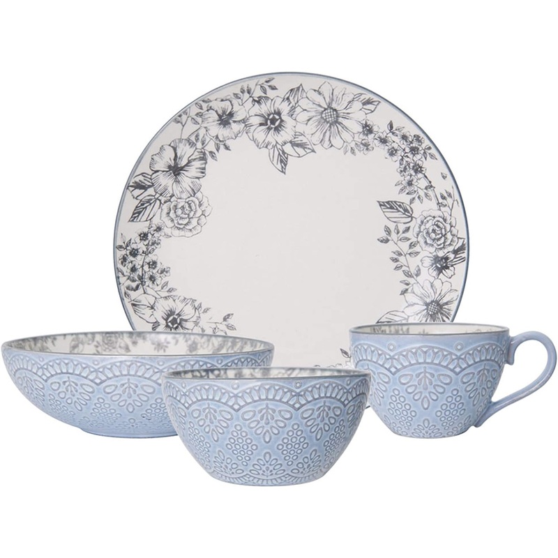 Pfaltzgraff Gabriela Gray 16-Piece Stoneware Dinnerware Set, Service for 4  ,Gabriela Grey
