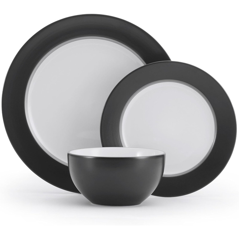 Pfaltzgraff Grayson Charcoal 12 Piece Dinnerware Set, Service for 4