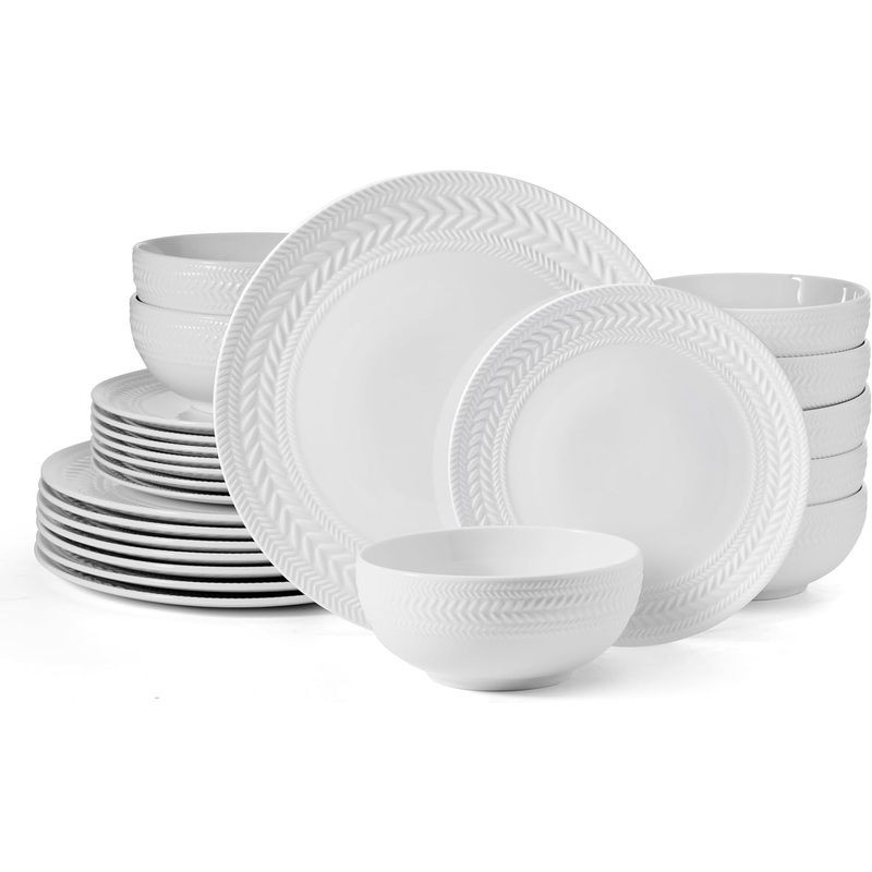 Pfaltzgraff Josephine 24 piece Dinnerware Set, Service for 8, White