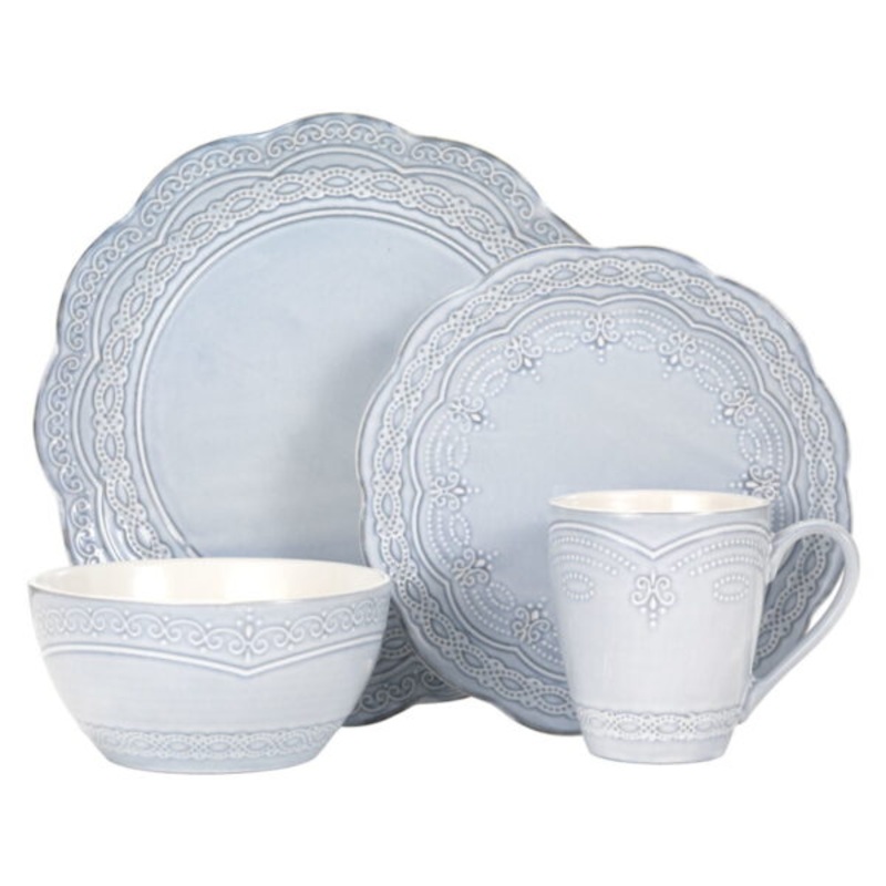Pfaltzgraff Seraphina Blue Stoneware 16-Piece Dinnerware Set