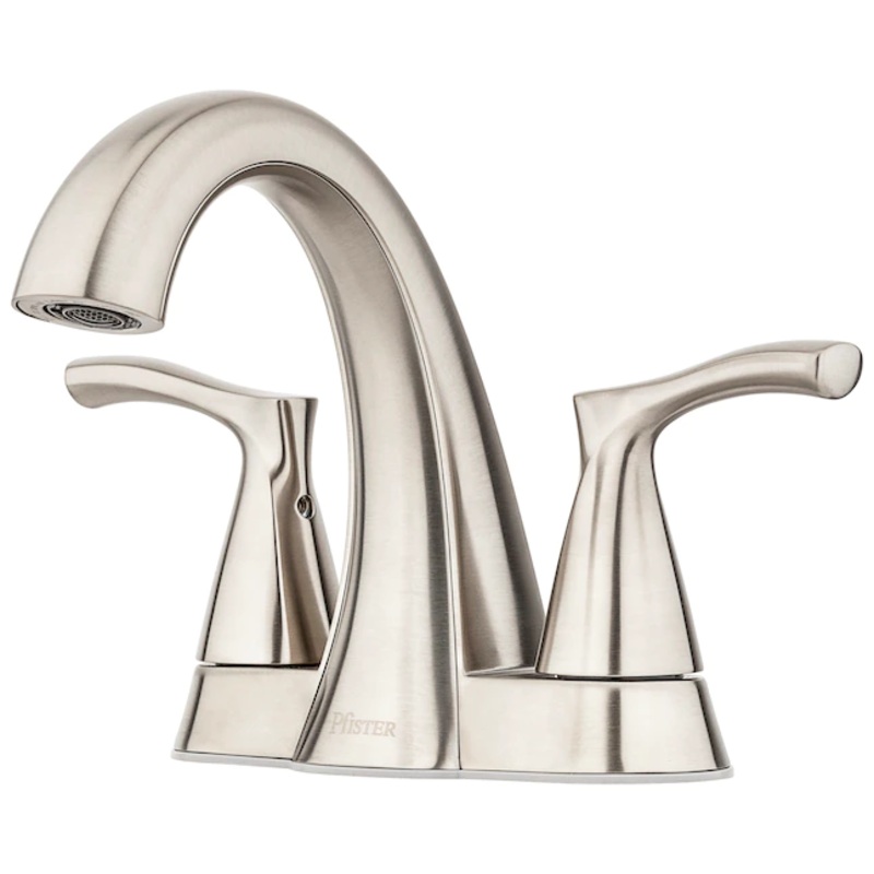 Pfister  Masey Brushed Nickel 2-Handle 4-in centerset WaterSense Bathroom Sink Faucet with Drain with Deck Plate