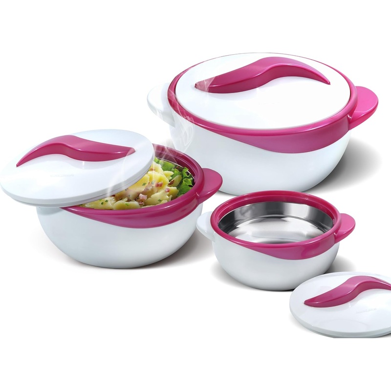 Pinnacle Serving Salad/ Soup Dish Bowl  Thermal Inulated Bowl with Lid  Great Bowl for Holiday, Dinner and Party ~ Set of 3 ~ Purple
