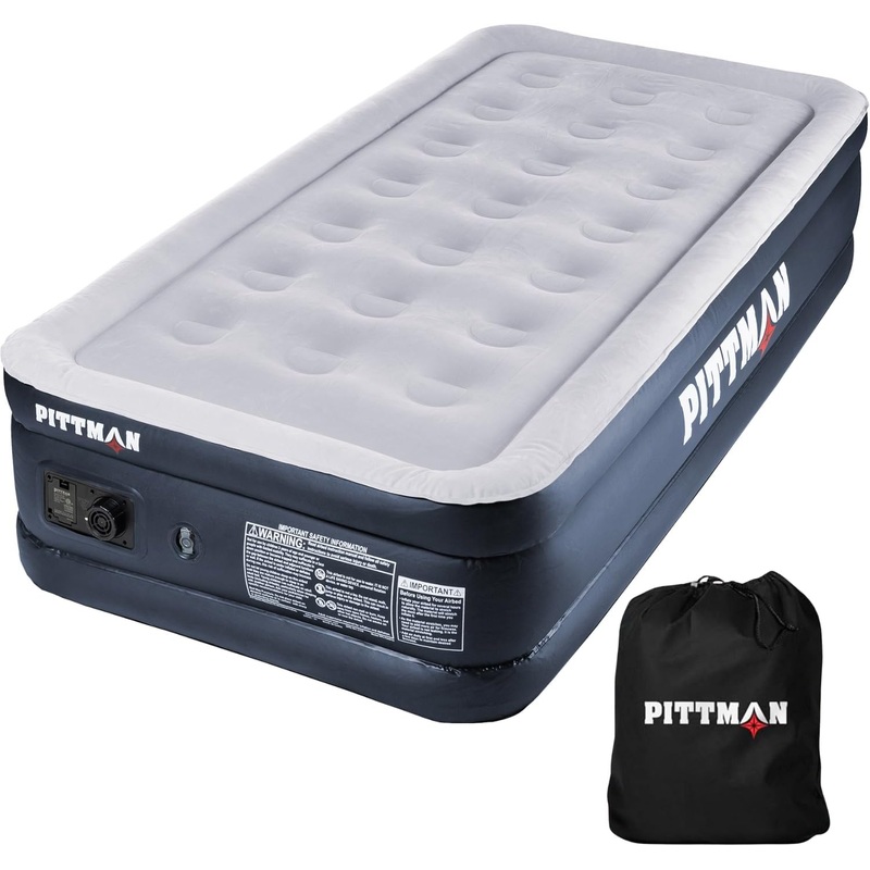 Pittman  Air Mattress Twin with Built in Pump  Black 18 Double High Twin Air Mattress with Built in Pump That Inflates & Deflates  Twin Blow Up Air Mattress is Ideal for Guests or Camping