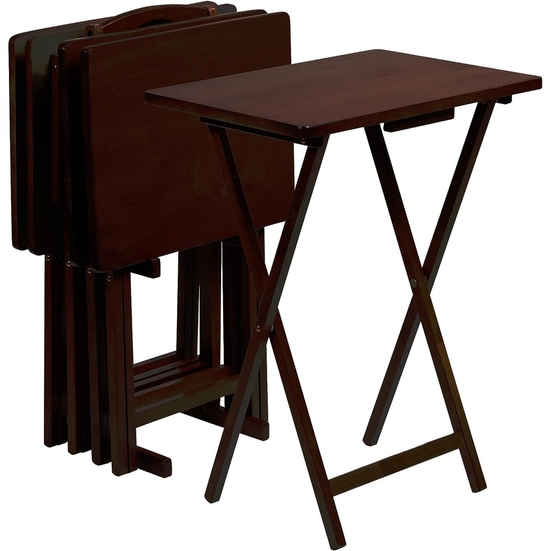 PJ Wood 5-Piece Folding TV Tray & Snack Table  Espresso
