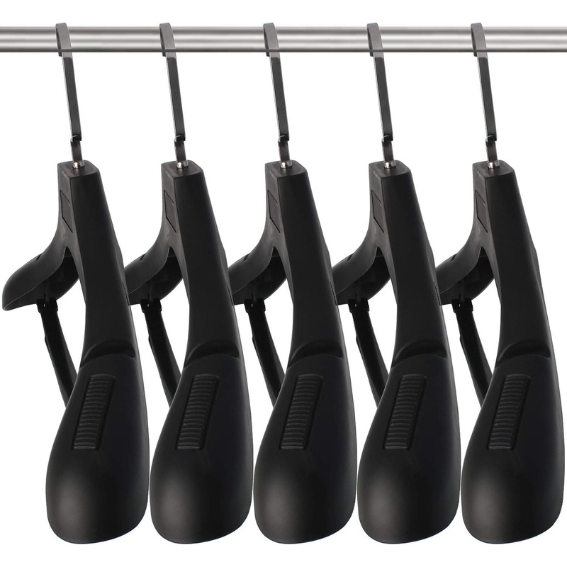 Plastic Extra Wide Suit Hangers, Pack of 15, Width: 17.7,Notched Shoulders & Swivel Hooks, Black