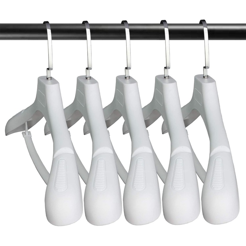 Plastic Extra Wide Suit Hangers, Pack of 15, Width: 17.7,Notched Shoulders & Swivel Hooks, White