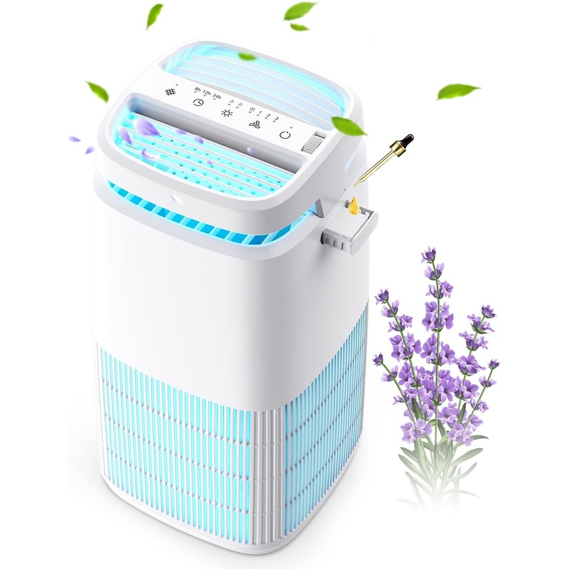 POMORON 4-in-1 Air Purifiers for Home, Air Ionizer Negative Ion Generator, Efficient HEPA Filter, UV, Remove 99.97% Particles such as Pollen Smoke Pet Dander Air Cleaner for Bedroom, MJ002H, Black
