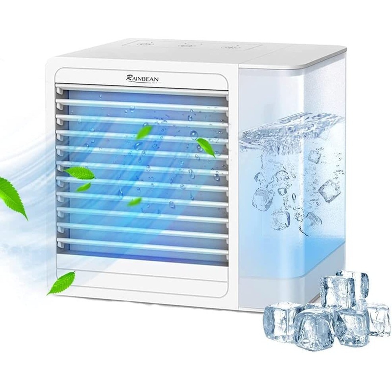 Portable Air Conditioner Fan, Personal Evaporative Air Cooler and 800ml Humidifier with USB Charging Quiet Mini Space Cooling Fan with LED Light Adjustable Purifier for Home Offices Bedroom Car
