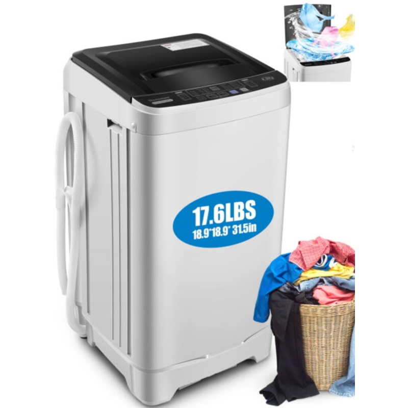 Portable Washing Machine, 17.6lbs Large Capacity Fully-Automatic Laundry Washer 1.9Cu.ft Washer Machine Ideal for Apartments Dorms Families