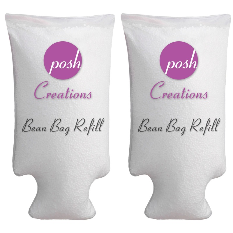 Posh Creations Bean Bag Refill, White with EZ-Pour Zipper Spout, 200L (Basic 100 L  2 PK)