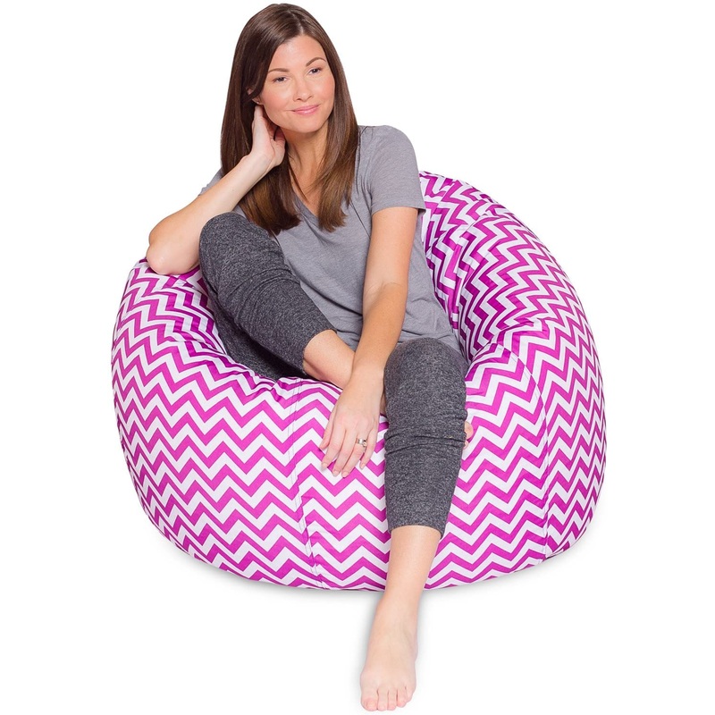 Posh Creations X-Large Bean Bag Chair (Pattern Chevron Purple and White)