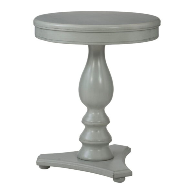 Powell Stanton Round Pedestal Indoor Accent Side Table, 24.5 Tall, Light Gray