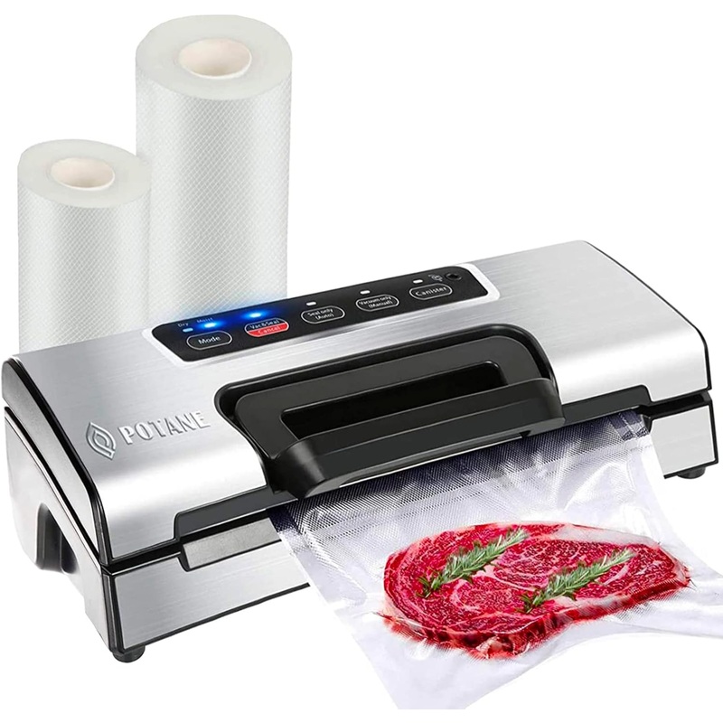 Precision Vacuum Machine,Pro Food Sealer with Built-in Cutter and Bag Storage(Up to 20 Feet Length), Both Auto&Manual Options,2 Modes,Includes 2 Bag Rolls 11×16 and 8×16,Compact Design