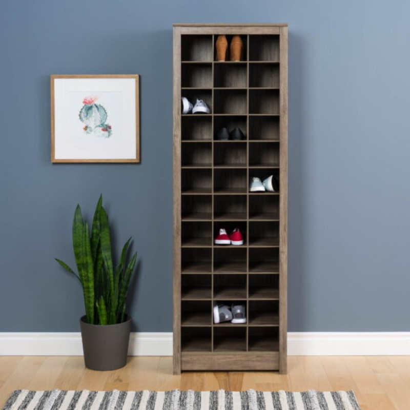 Prepac 12 Tier Entryway Storage Shoe Rack, 36 Pair Rack, Gray