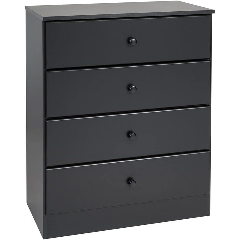 Prepac Astrid 4 Drawer Dresser for Bedroom, Chest of Drawers, Bedroom Furniture, Clothes Storage and Organizer, 16 D x 30 W x 36.25 H, Black, BDBR-0401-1