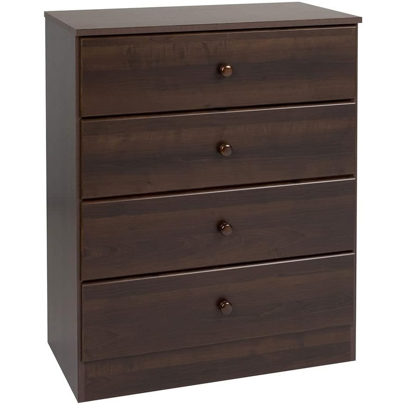 Prepac Astrid Simplistic 4-Drawer Dresser for Bedroom, Functional Bedroom Dresser Chest of Drawers 16 D x 30 W x 36.25 H, Espresso, EDBR-0401-1
