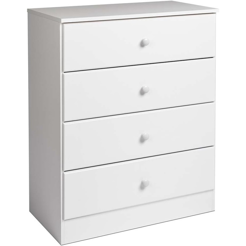 Prepac Astrid Simplistic 4-Drawer Dresser for Bedroom, Functional Bedroom Dresser Chest of Drawers 16 D x 30 W x 36.25 H, White, WDBR-0401-1