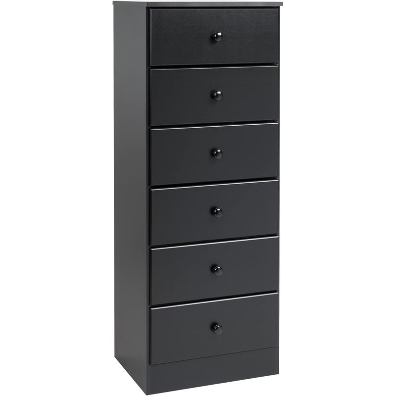 Prepac Astrid Tall Black Dresser: 16D x 20W x 52H, 6-Drawer Chest for Bedroom by Prepac  Perfect Chest of Drawers for Ample Storage