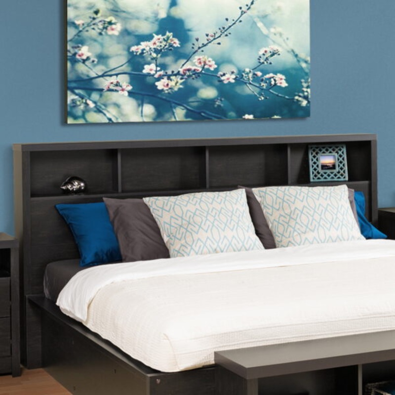 Prepac District Transitional Washed Black King Headboard
