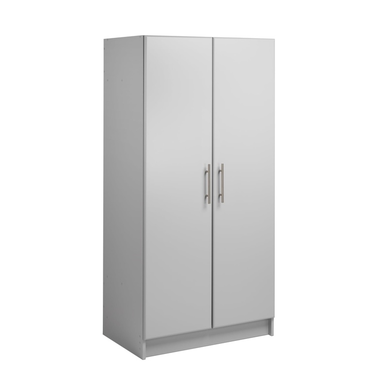 Prepac Elite 2-Door Freestanding Wardrobe Cabinet, 20 D x 32 W x 65 H, Light Gray