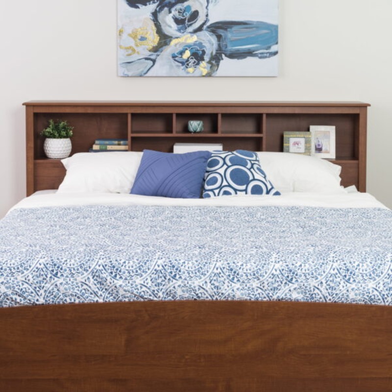 Prepac Furniture Brisbane King Size Storage Headboard, Cherry