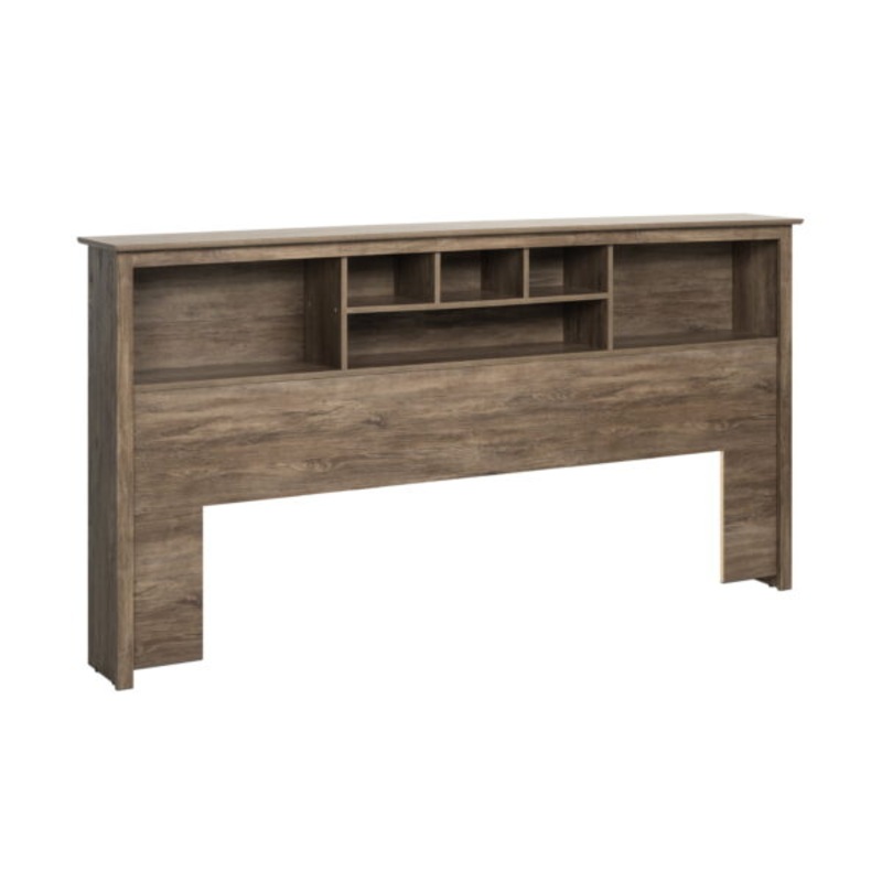 Prepac Salt Spring Coastal King Bookcase Headboard, Drifted Gray