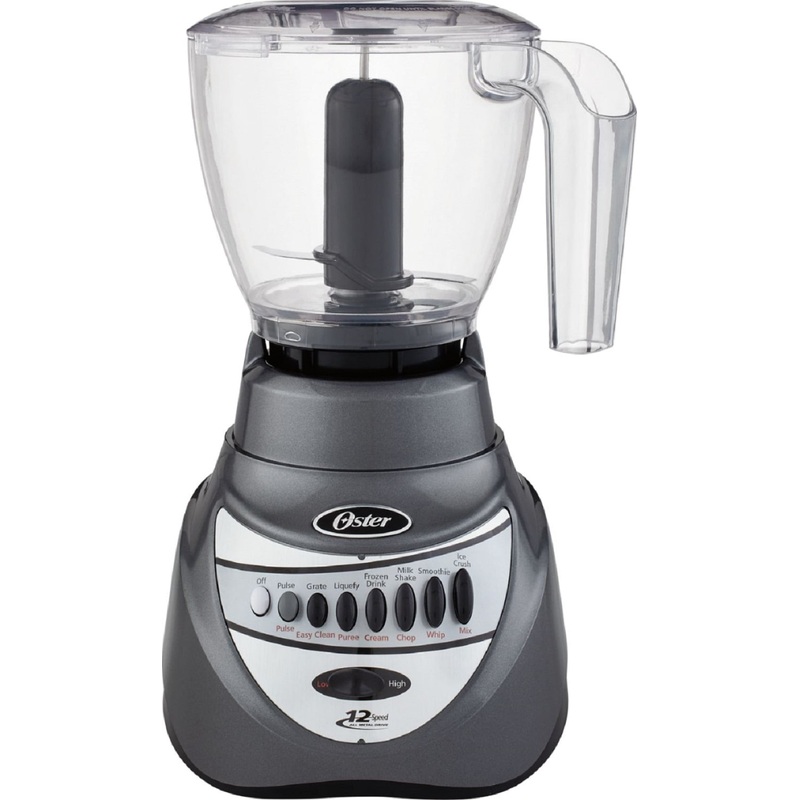 Oster 2-in-1 System 700 Watt 12 Speed 6 Cup Blender in Gray with Food Chopper