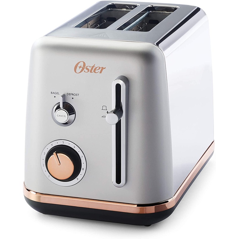 Oster 2097682 2 Slice Toaster Metropolitan Collection with Rose Gold Accents, GRAY