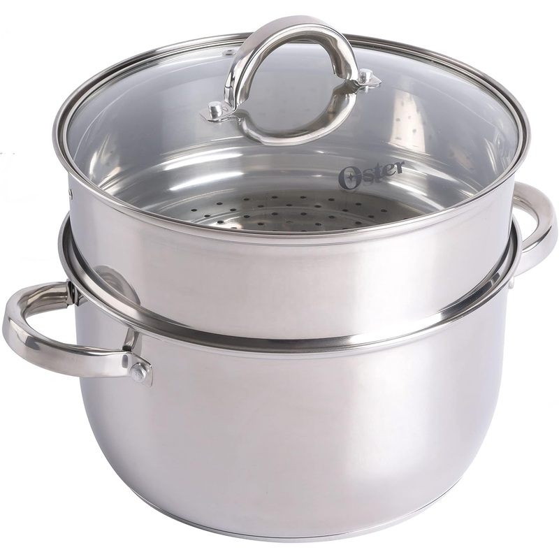 Oster Sangerfield 6 Qt Dutch Oven Casserole with Steamer Basket, Stainless Steel