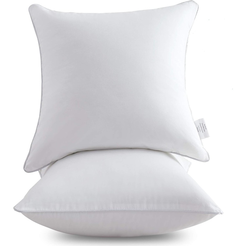 Oubonun 22 x 22 Throw Pillow Inserts (Set of 2) with 100% Cotton Cover  22 Inch Square Interior Sofa Decorative Pillow Insert Pair  White Couch Pillow