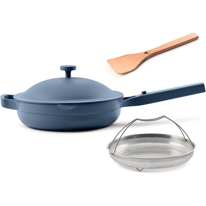 Our Place 10.5-Inch Ceramic Nonstick Skillet Pan, Toxin-Free with Stainless Steel Handle, Oven Safe  Blue Salt