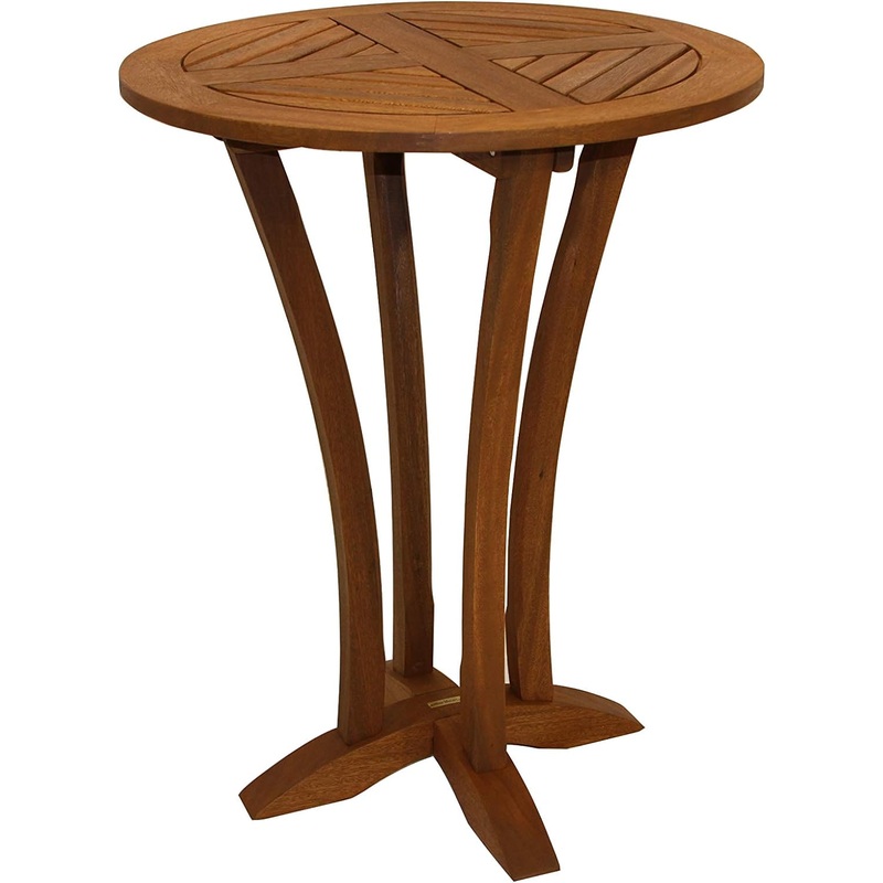 Outdoor Interiors Eucalyptus 30-Inch Diameter Round Bar Table