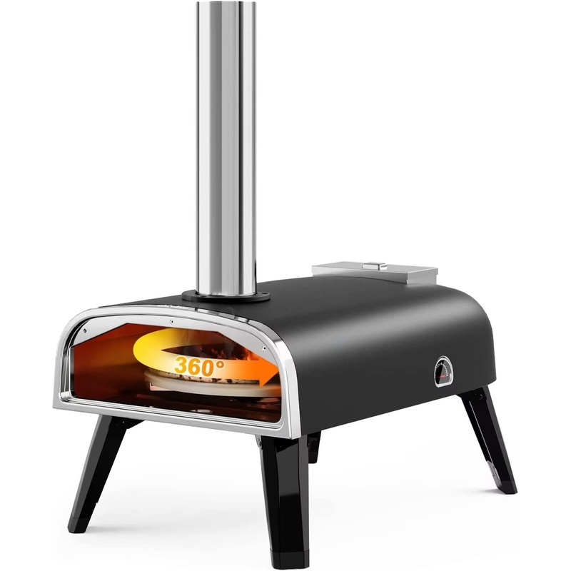 Outdoor Pizza Oven aidpiza 12 Wood Pellet Pizza Ovens With Rotatable Round Pizza Stone Portable Wood Fired with Built-in Thermometer Pizza Stove for Outside Backyard Camping Picnics