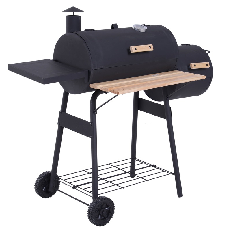 Outsunny 48 Steel Portable Backyard Charcoal BBQ Grill and Offset Smoker Combo